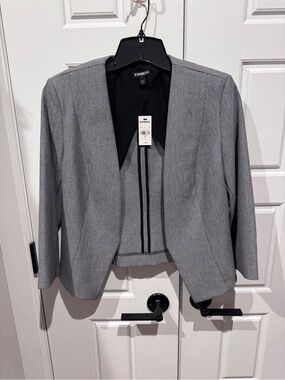 Express Women's Light Grey Textured Open-Front Blazer NWT